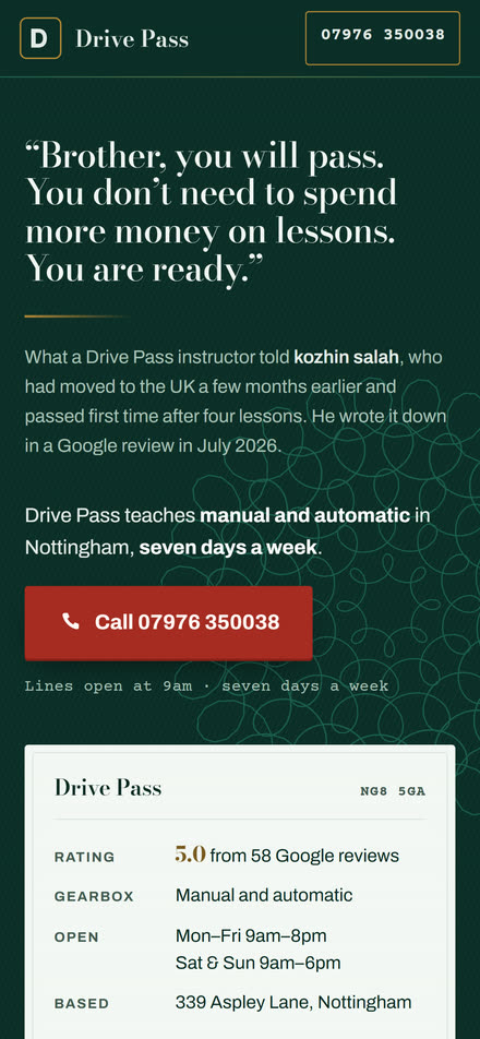 Drive Pass on a phone