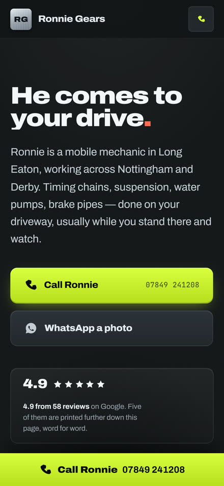 Ronnie Gears on a phone